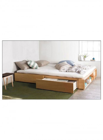 Storage Bed Without Mattress Beige 160 x 200centimeter