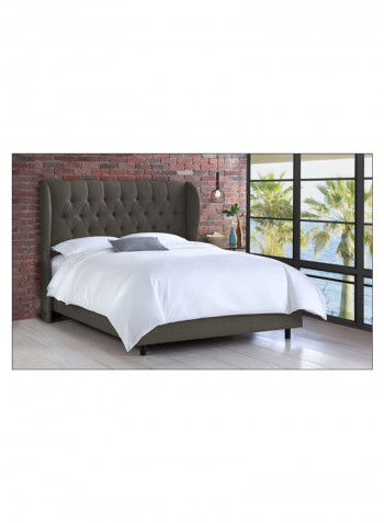 Tufted Upholstered Bed Without Mattress Dark Grey 160 x 200centimeter