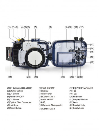 Waterproof Camera Housing Case For Sony A6000/A6300/A6500 Black