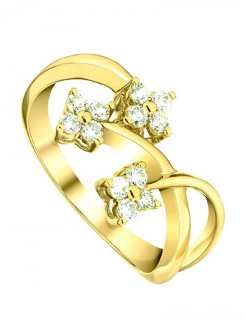14 Karat Gold Diamond Studded Flower Designed Ring