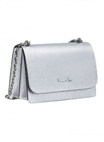 Michelle Logo Detail Shoulder Bag Silver