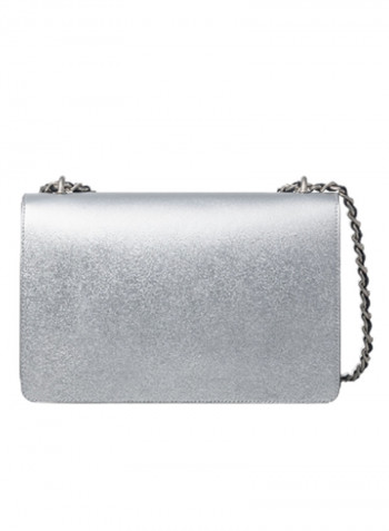 Michelle Logo Detail Shoulder Bag Silver