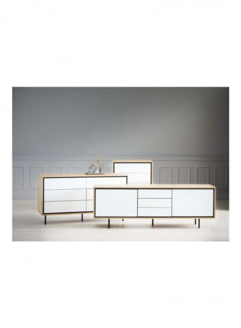 Halby 3 Drawers Sideboard White/Beige/Black