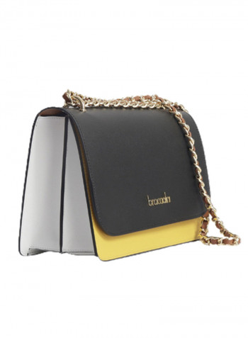 Logo Detail Michelle Shoulder Bag Black/Yellow/Gold