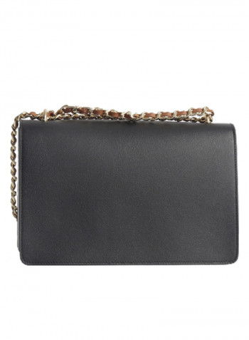 Logo Detail Michelle Shoulder Bag Black/Yellow/Gold