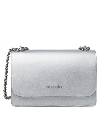 Logo Detail Michelle Shoulder Bag Silver