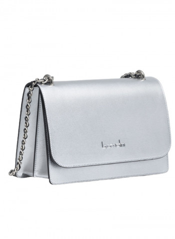 Logo Detail Michelle Shoulder Bag Silver