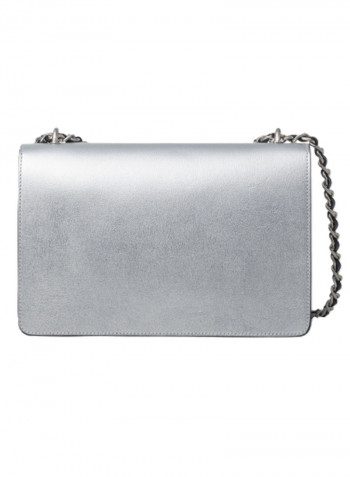 Logo Detail Michelle Shoulder Bag Silver