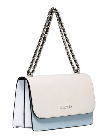 Michelle Colourblock Pattern Shoulder Bag Off White/Blue/Silver