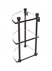 Foxtrot Collection Three Tier Corner Glass Shelf Clear/Black