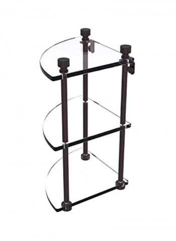 Foxtrot Collection Three Tier Corner Glass Shelf Clear/Black