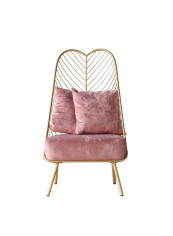 1 Seater Lorraine Fabric Sofa Pink/Gold 63x64x111cm