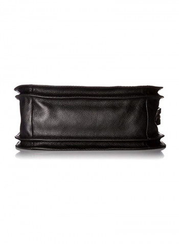 Leather Zipper Tote Bag Black