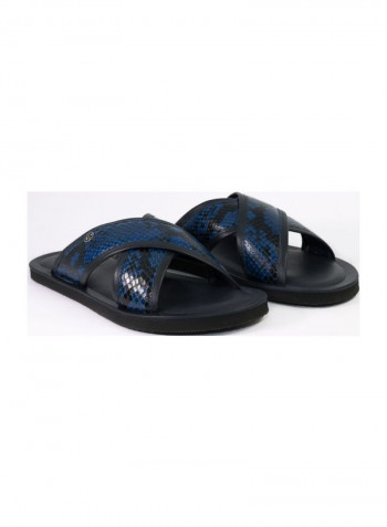 Slip-on Flat Sandals Black/Blue