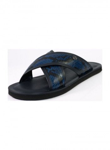 Slip-on Flat Sandals Black/Blue