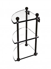 Mambo Collection 3 Tier Corner Glass Shelf Clear/Black 8x8x15inch