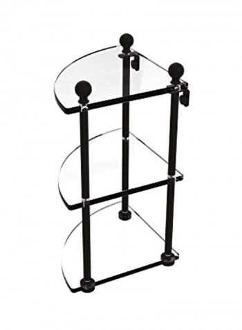 Mambo Collection 3 Tier Corner Glass Shelf Clear/Black 8x8x15inch