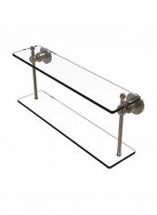 Astor Place Collection Two Tiered Glass Shelf Clear/Silver 22inch
