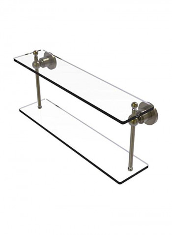 Astor Place Collection Two Tiered Glass Shelf Clear/Silver 22inch