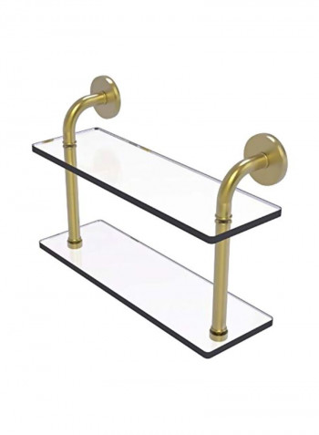 2-Tier Glass Shelf Clear/Gold 16inch