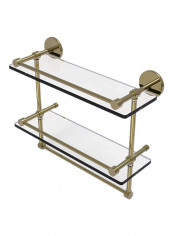 Double Towel Bar Glass Shelf Clear/Gold