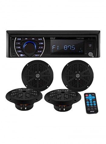 Bluetooth Marine Stereo Receiver And Speaker Kit B06XD95K98 Black