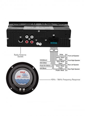 Bluetooth Marine Stereo Receiver And Speaker Kit B06XD95K98 Black