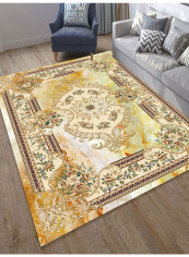 Floral Print Anti-Skidding Living Room Carpet Yellow/White 200x300centimeter