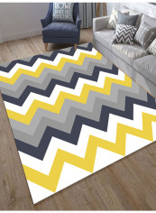 Geometric Print Anti-Skidding Living Room Carpet Yellow/Grey/White 200x300centimeter