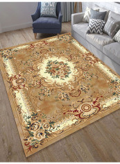Mat Vintage Floral Print Anti-Skidding Living Room Carpet Brown/Beige 200x300centimeter
