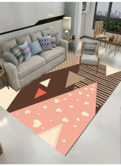 3D Geometry Printed Living Room Carpet Pink/Brown 200x300centimeter