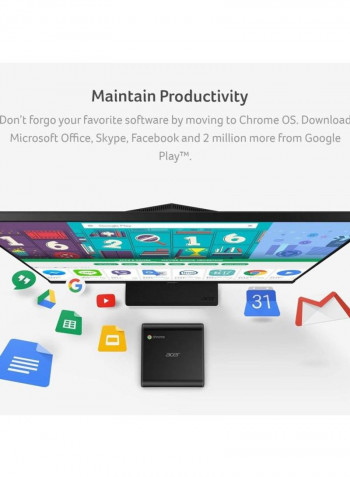 Chromebox Mini PC, Celeron 3867U Processor/4GB RAM/32GB SSD/Chrome OS With Keyboard And Mouse Black