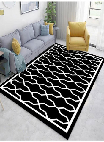 Geometric Simple Print Anti-Skidding Living Room Carpet Black/White 200x300centimeter