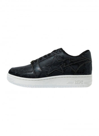 Python Lace-up Low Top Sneakers Black