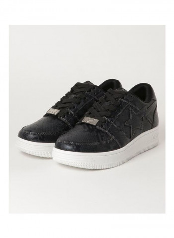 Python Lace-up Low Top Sneakers Black