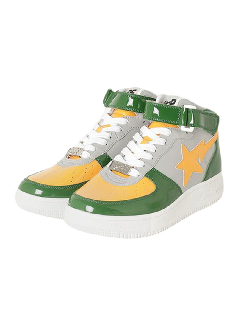 STA Lace-up High Top Sneakers Green/Yellow