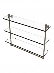 Foxtrot Collection Triple Tiered Integrated Towel Bar Glass Shelf clear 22inch