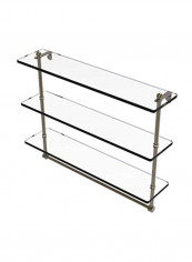 Triple Tiered Integrated Towel Bar Glass Shelf Clear/Silver 22inch