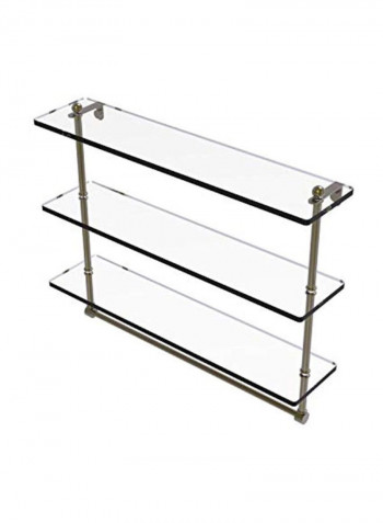 Triple Tiered Integrated Towel Bar Glass Shelf Clear/Silver 22inch