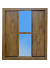 3-Door Boomerang Wardrobe With Mirror Brown 186x209x57centimeter