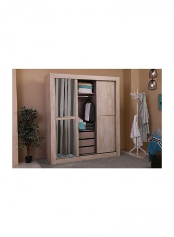 Boomerang (N) Wardrobe With Mirror Maple 184x209x56centimeter