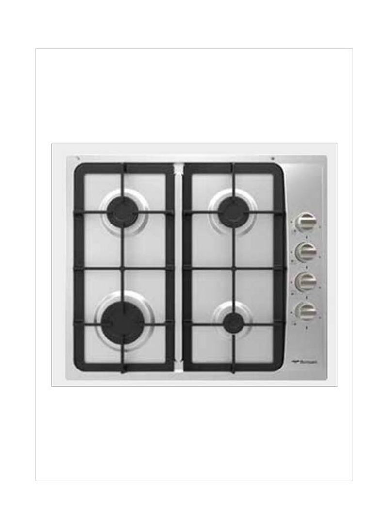 Builtin - Hobs Stainless Steel 4 Gas Burners Auto Ignition Cast Iron Grids Full Safety BO213LG Silver