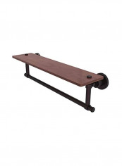 Washington Square Collection Brass Towel Bar With Wood Shelf Brown 22inch