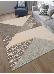 Print Simple Anti-Skidding Living Room Carpet Pink/Grey/Brown 200x300centimeter