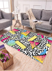 Cheese Print Anti-Skidding Living Room Carpet Multicolour 200x300centimeter