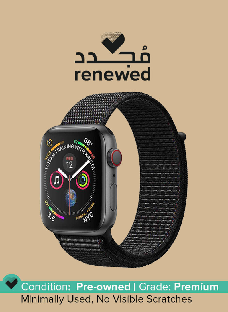 Renewed - Watch Series 4-40 mm (GPS + Cellular) Space Gray Aluminum Case With Black Sport Band