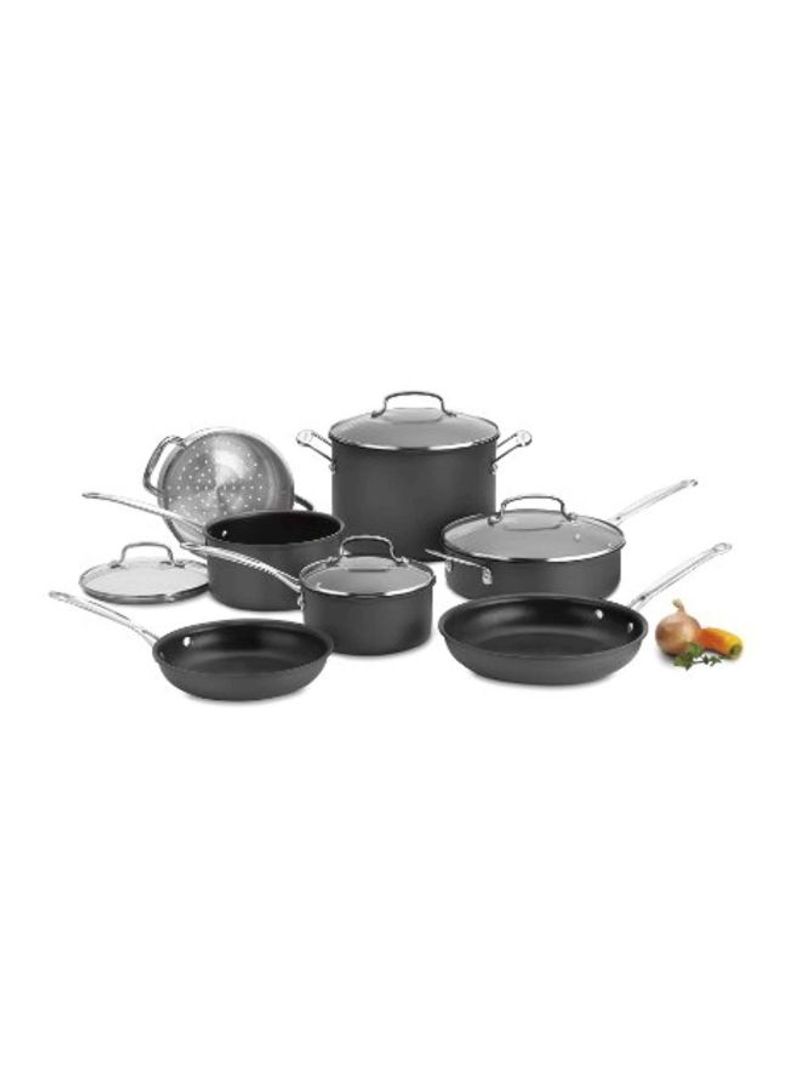 11-Piece Nonstick Hard-Anodized Cookware Set Black/Clear