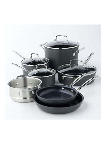 11-Piece Nonstick Hard-Anodized Cookware Set Black/Clear