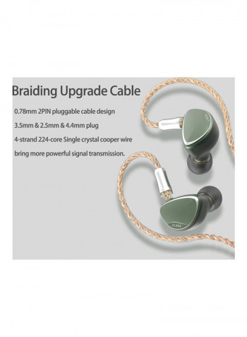 In-Ear Earphones With Removable Cable Green