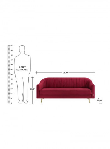 Sebastian 3-Seater Sofa Red/Gold 76.77x32.67x33.46inch